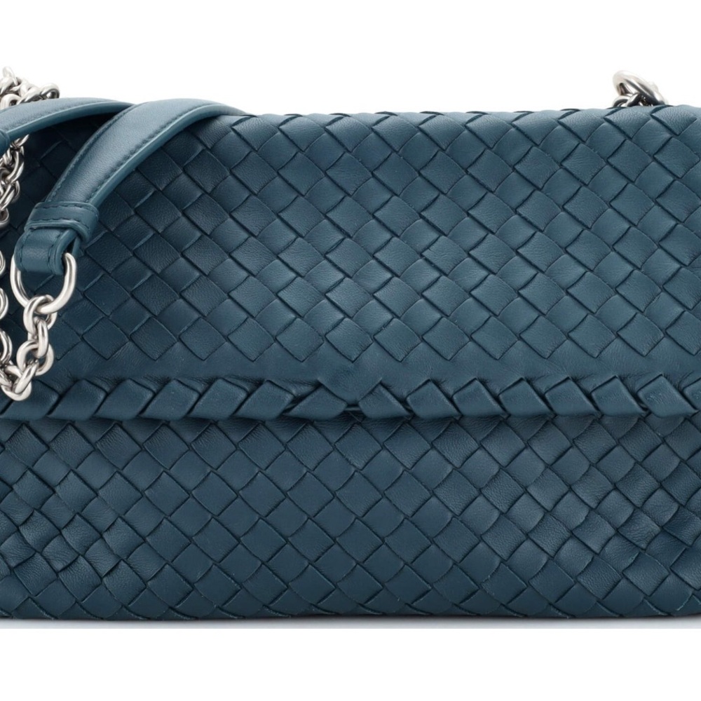 Bottega Veneta Blue Intrecciato Shoulder Bag